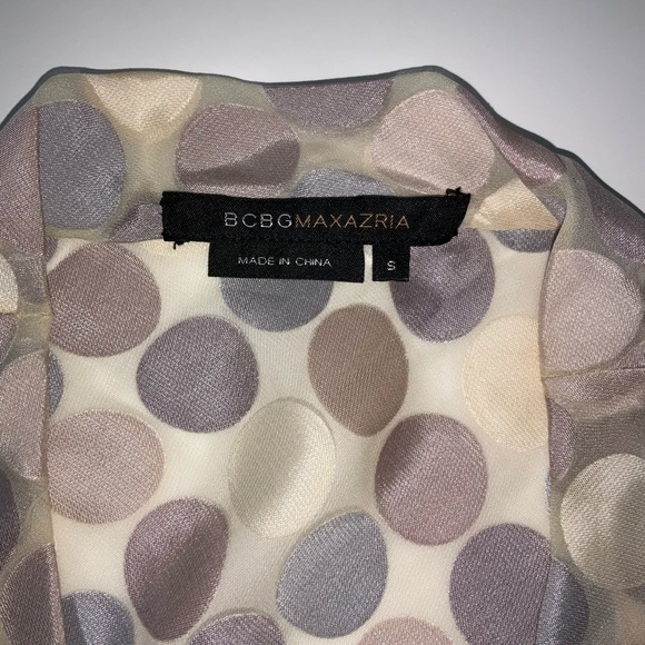 BCBGMaxAzria Satin Polka Dot Burnout Top Blush Pink Sz Small - Picture 8 of 9
